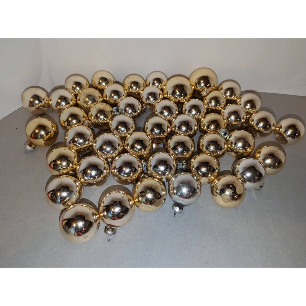 Lot 44 Vintage Glass Gold Christmas Balls Ornaments Made in USA 1 1/2" - Picture 2 of 10
